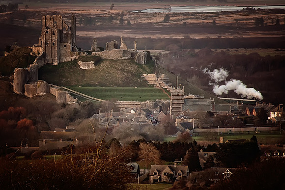 Corfe Castle Dorset lit up
